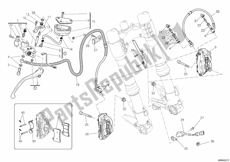 Todas as partes de Sistema De Freio Dianteiro do Ducati Streetfighter 848 USA 2014